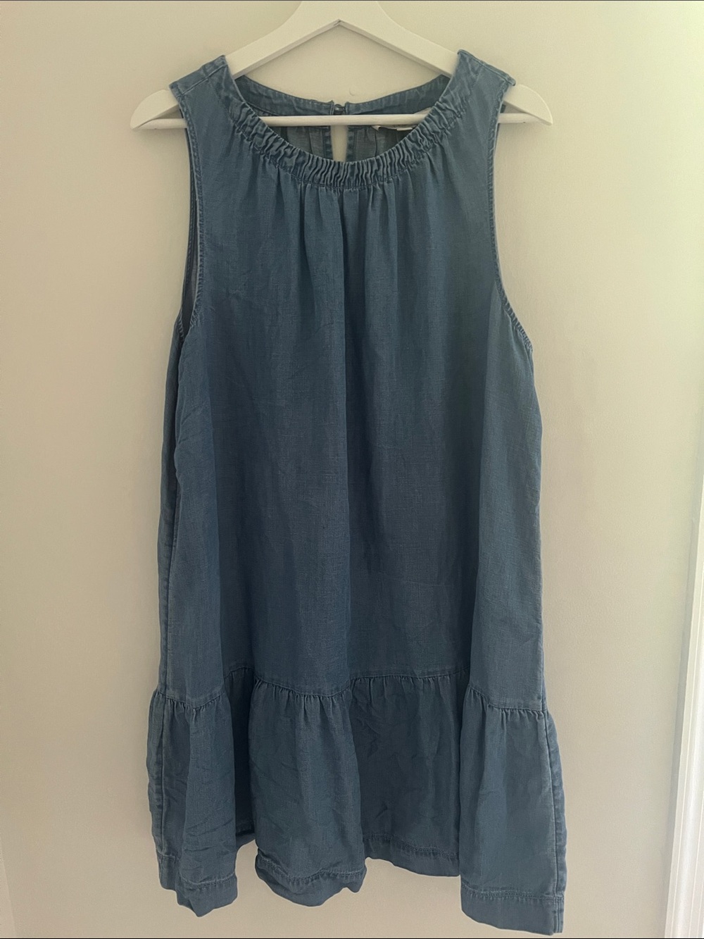 LOFT Blue Sleeveless Chambray Tunic Dress